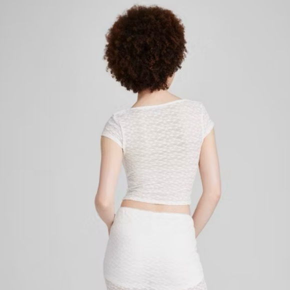 Wild Fable Women's Short Sleeve Lace Bustier T-Shirt Medium - Picture 3 of 3